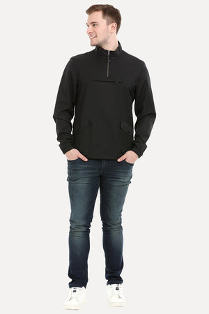 Men's Black Popover Sports Sweatshirt