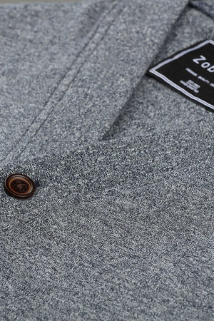 Men's Buttoned Steel Grey English Cardigan