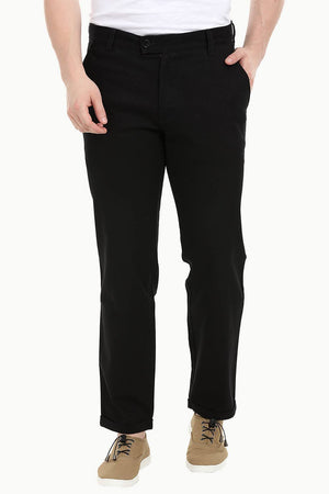 Men's Black Stretchable Straight Twill Pants