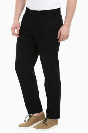 Men's Black Stretchable Straight Twill Pants
