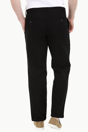 Men's Black Stretchable Straight Twill Pants
