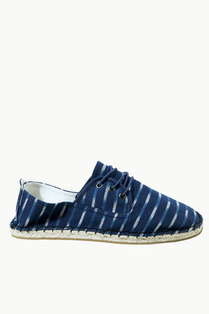 Men's Blue Jacquard Lace-up Espadrilles