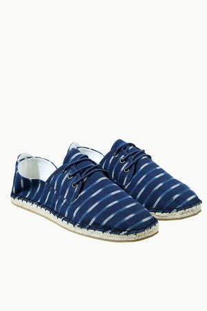 Men's Blue Jacquard Lace-up Espadrilles
