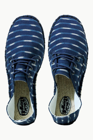 Men's Blue Jacquard Lace-up Espadrilles