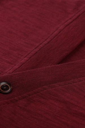 Men's Buttoned Maroon English Cardigan