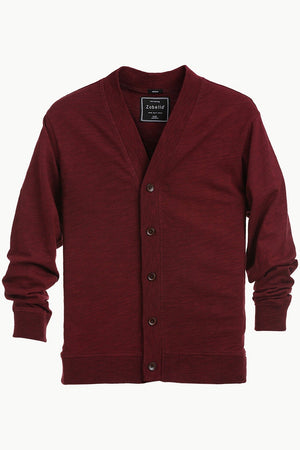 Men's Buttoned Maroon English Cardigan
