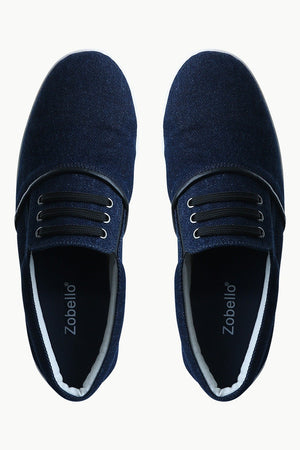 Men's Denim Mock Lace Slip-On Loafers
