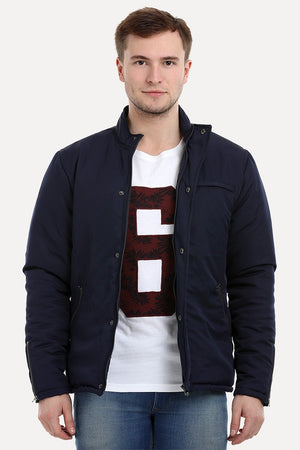 Men's Navy Padded Winter Zipper Jacket