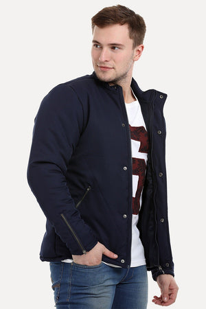 Men's Navy Padded Winter Zipper Jacket