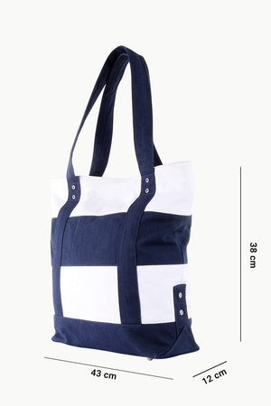 Canvas Colorblock Beach Tote Bag