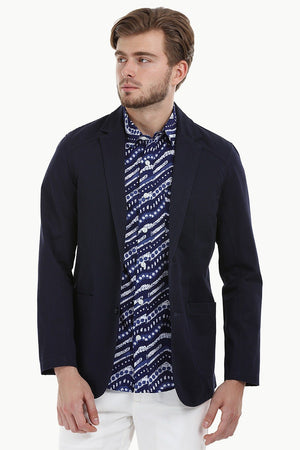 Casual Navy Notched Blazer