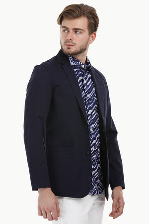 Casual Navy Notched Blazer