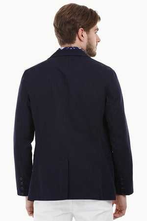 Casual Navy Notched Blazer