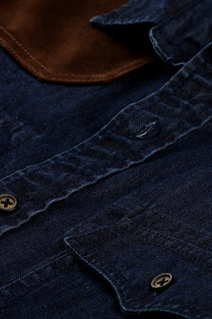 Casual Suede Patch Denim Shirt