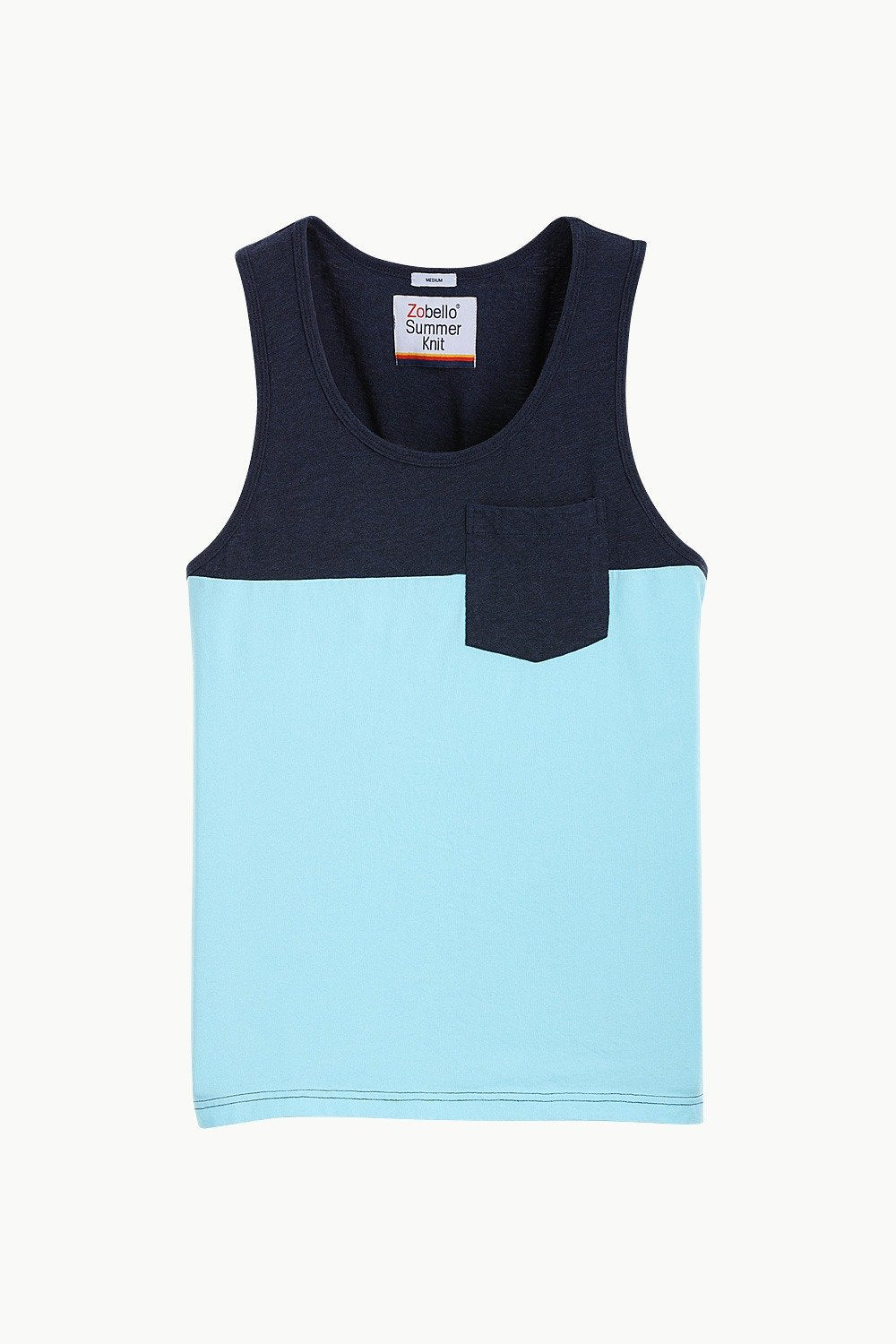 Buy Online Color-Block Sky Blue Beach Tank for Men Online at Zobello