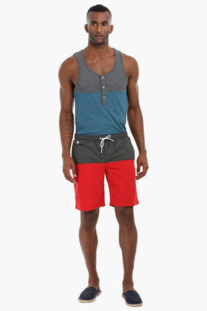 Colorblock Henley Cotton Tank