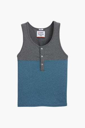 Colorblock Henley Cotton Tank