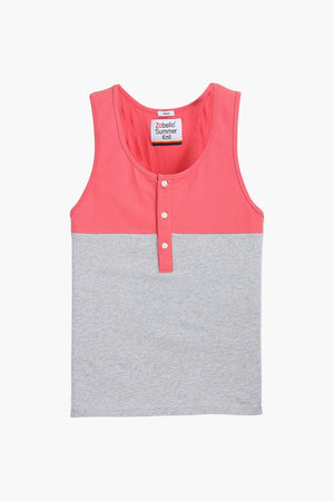 Colorblock Henley Cotton Tank