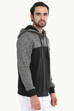 Colourblock Popover Black Hoodie