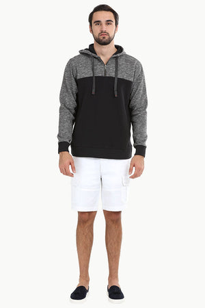 Colourblock Popover Black Hoodie