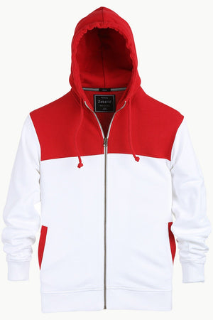 Colourblock Zipper Red Hoodie