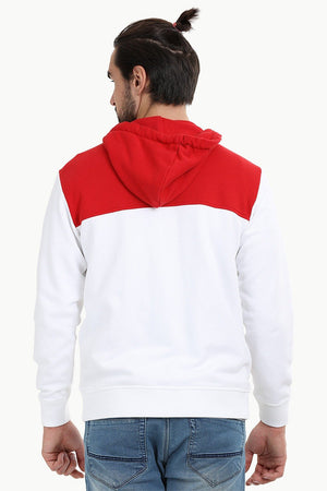 Colourblock Zipper Red Hoodie