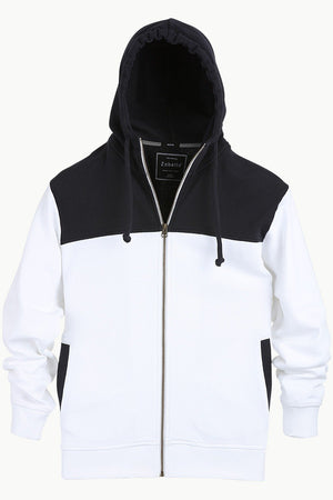 Colourblock Zipper White Hoodie