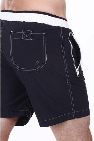 Solid Swim Shorts With Contrast Elastic Waistband