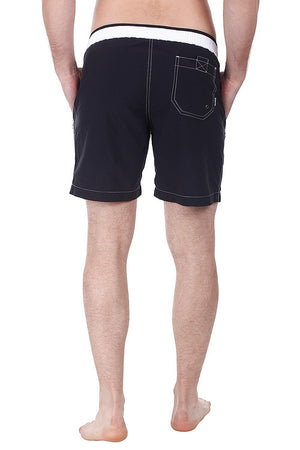 Solid Swim Shorts With Contrast Elastic Waistband