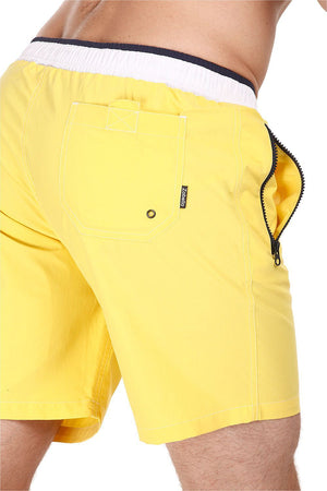 Solid Swim Shorts With Contrast Elastic Waistband