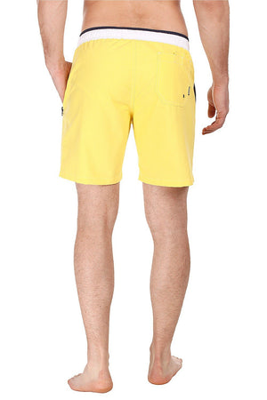 Solid Swim Shorts With Contrast Elastic Waistband