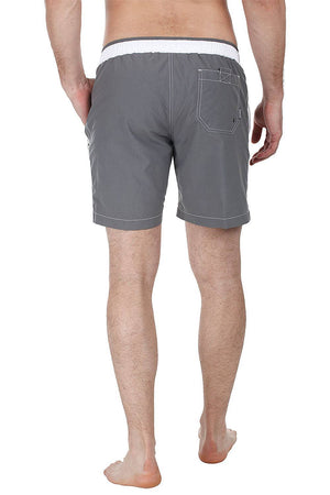Solid Swim Shorts With Contrast Elastic Waistband