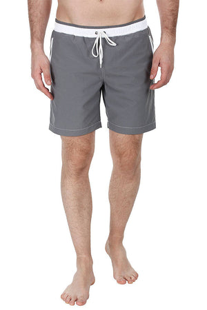 Solid Swim Shorts With Contrast Elastic Waistband
