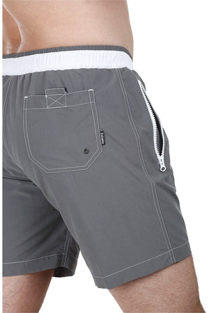 Solid Swim Shorts With Contrast Elastic Waistband