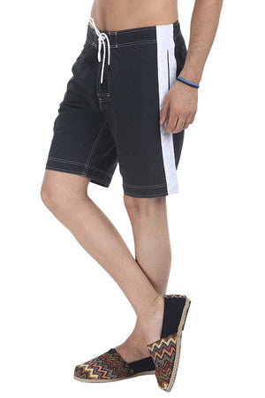 White Side Panel Solid Swim Shorts