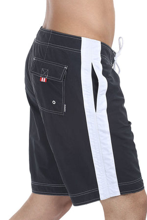 White Side Panel Solid Swim Shorts