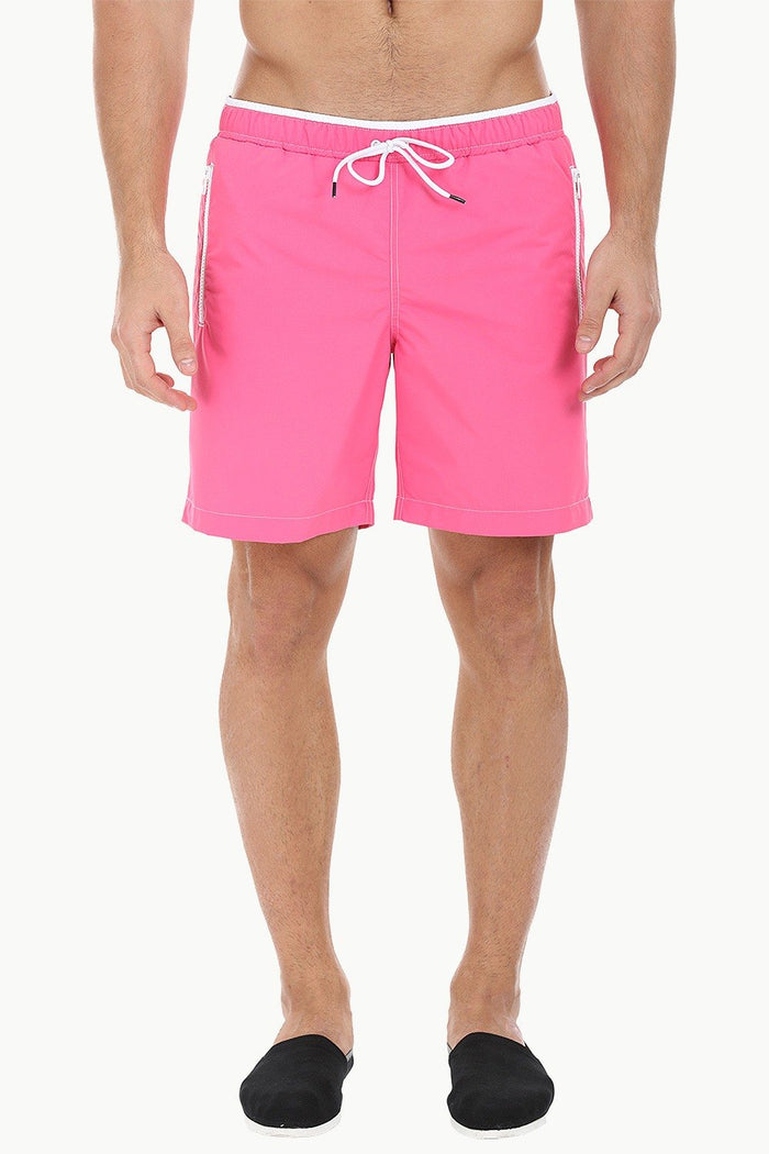 Oxford Look Solid Swim Shorts With Waistband