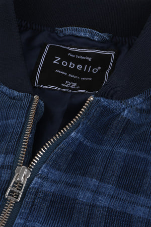 Indigo Corduroy Check Bomber Jacket