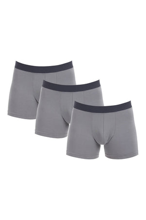 Stretchable Solid Boxer Briefs - Pack Of 3
