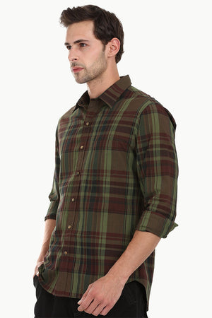 Crocodile Green Checked Plaid Shirt