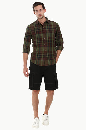 Crocodile Green Checked Plaid Shirt