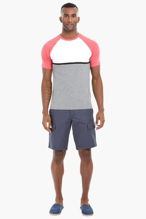 Cut and Sew Colorblock Cotton T-Shirt