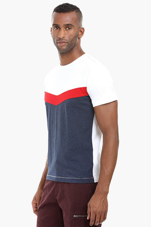 Cut and Sew Panel Cotton T-Shirt