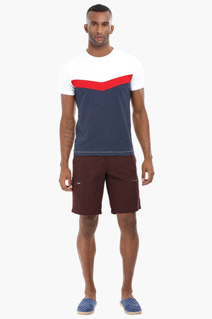 Cut and Sew Panel Cotton T-Shirt
