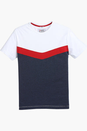 Cut and Sew Panel Cotton T-Shirt