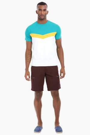 Cut and Sew Panel Cotton T-Shirt