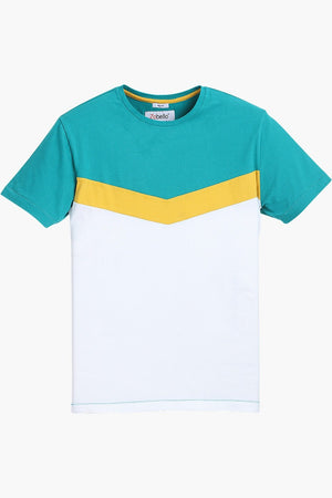 Cut and Sew Panel Cotton T-Shirt