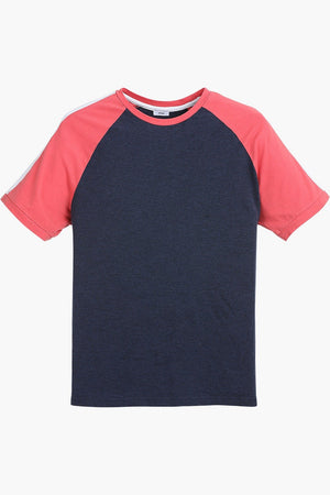 Cut and Sew Panel Cotton T-Shirt