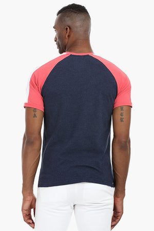 Cut and Sew Panel Cotton T-Shirt