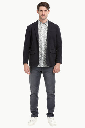 Dark Grey Solid Casual Blazer